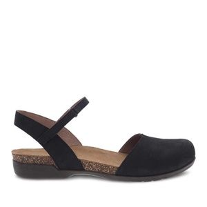 Dansko Rowan Black Nubuck Mary Janes Sandals